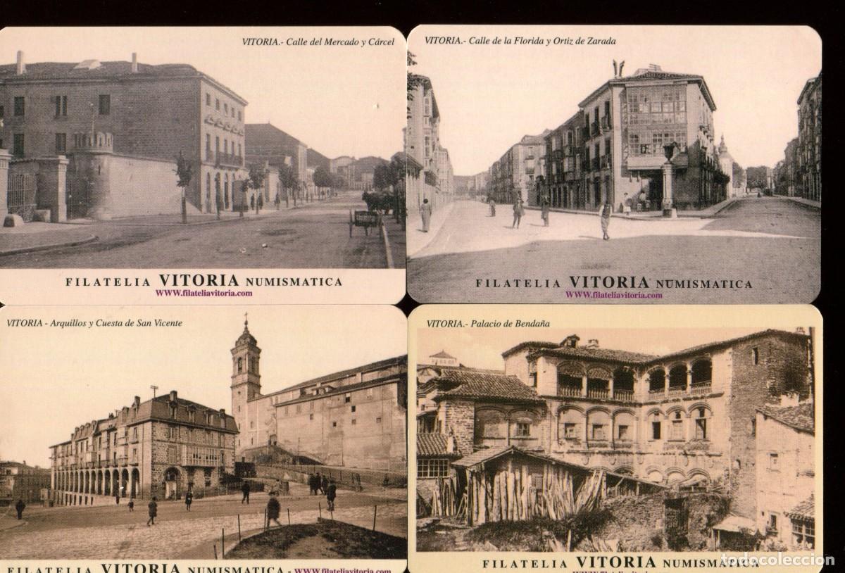 Coleccionismo calendarios: 4 Calendario de publicidad filatelia y numism&aacute;tica Vitoria, con imagenes Vitoria blanco y negro 2007