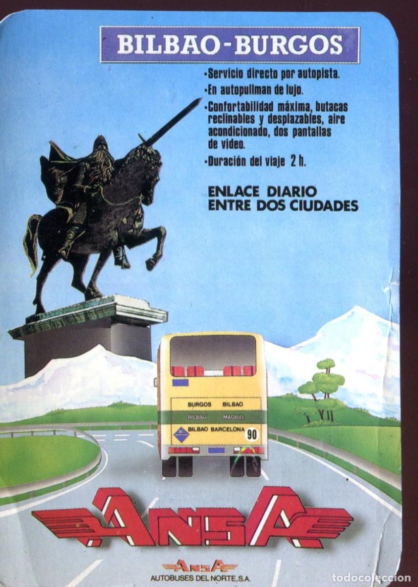 Coleccionismo calendarios: CALENDARIO BOLSILLO TRANSPORTE (AUTOBUS. ANSA. BILBAO-BURGOS) 1987