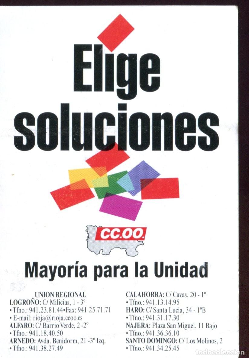Collectionnisme Calendriers: Calendario de bolsillo publicitario pol&iacute;tico ccoo la rioja 1999 vota sindicatos