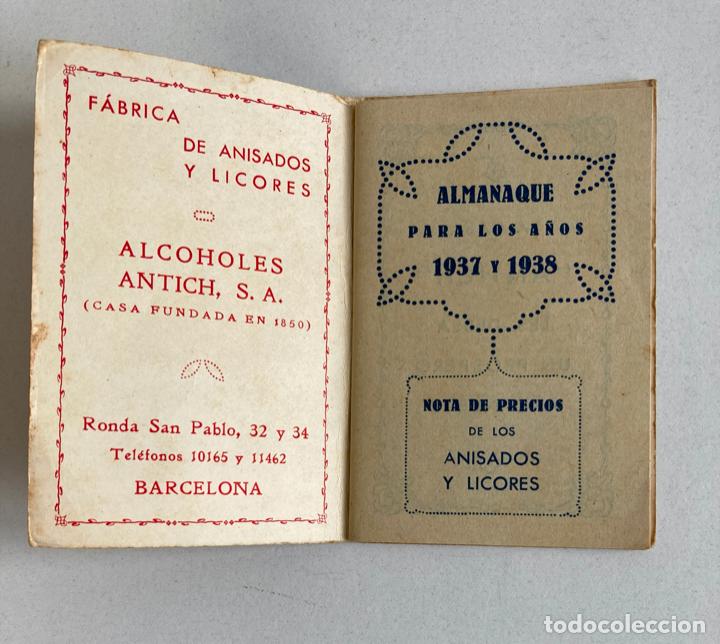 Coleccionismo calendarios: ALMANAQUE PARA LOS A&Ntilde;OS 1937 - 1938, ALCOHOLES ANTICH, S.A.