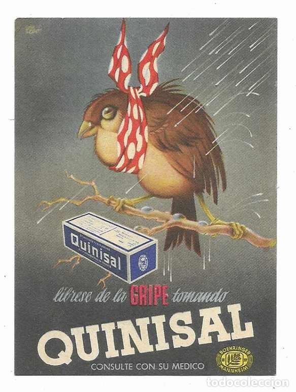 Coleccionismo Calendarios: Quinisal, Librese de la Gripe tomando calendario 1950