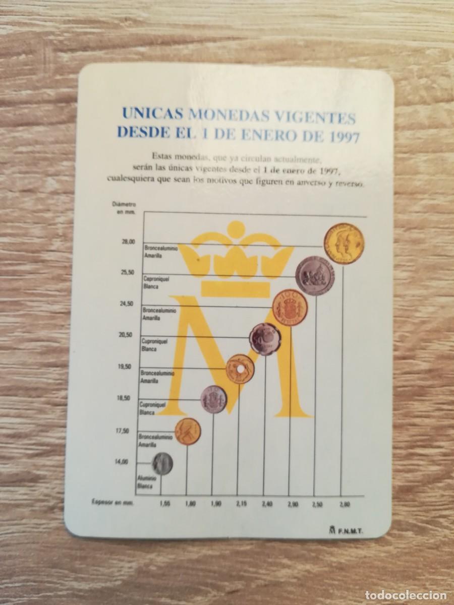 Coleccionismo Calendarios: &Uacute;NICAS MONEDAS VIGENTES DESDE EL 1 DE ENERO DE 1997. CALENDARIO BOLSILLO. FNMT. A&Ntilde;O 1996.