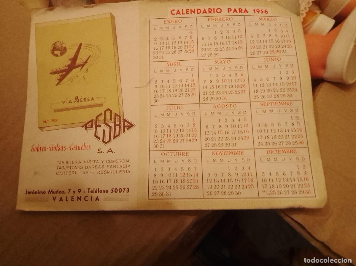 Coleccionismo Calendarios: V&iacute;a a&eacute;rea calendario de 1956 ,medidas15,por 22,ancho