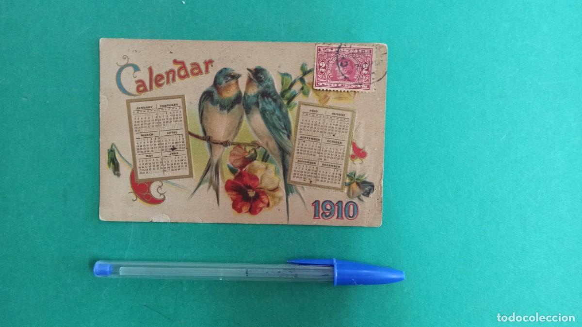 Sammeln von Kalendern: Antigua postal troquelada, Calendario 1910. Americana.
