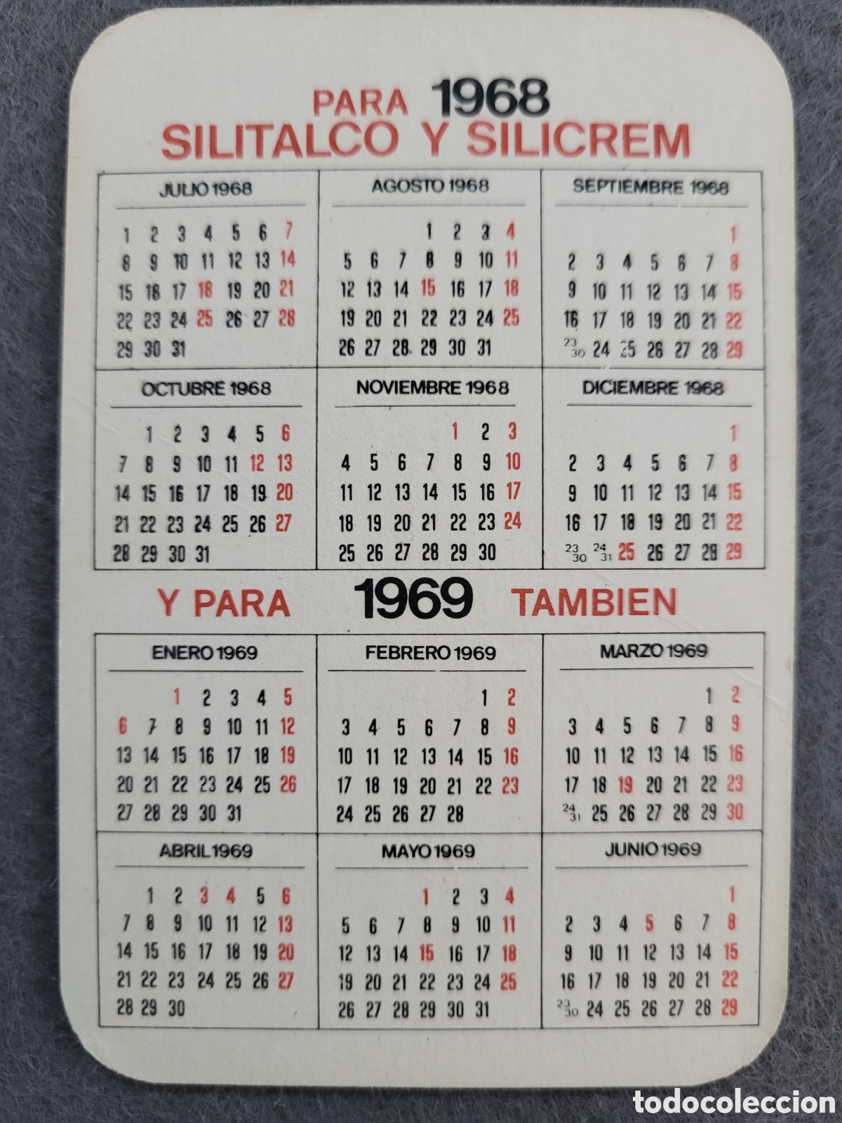 calendario de bolsillo publicitario 1968-1969 l - Compra venta en  todocoleccion