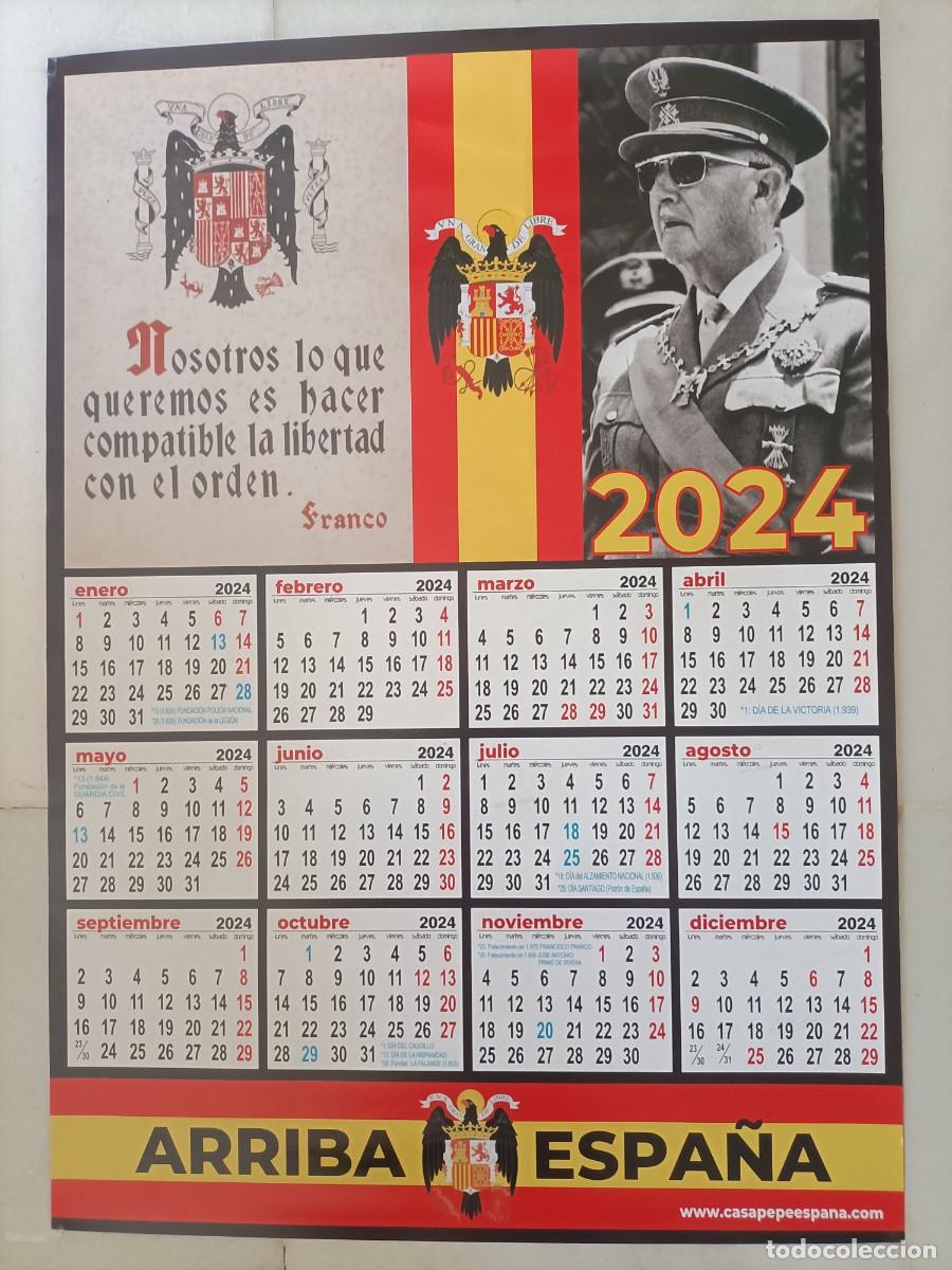 Coleccionismo calendarios: FRANCO. CALENDARIO DEL 2024 DEL RESTAURANTE CASA PEPE. COLECCIONISTA DEL TEMA DE FRANCO. 1923/2023