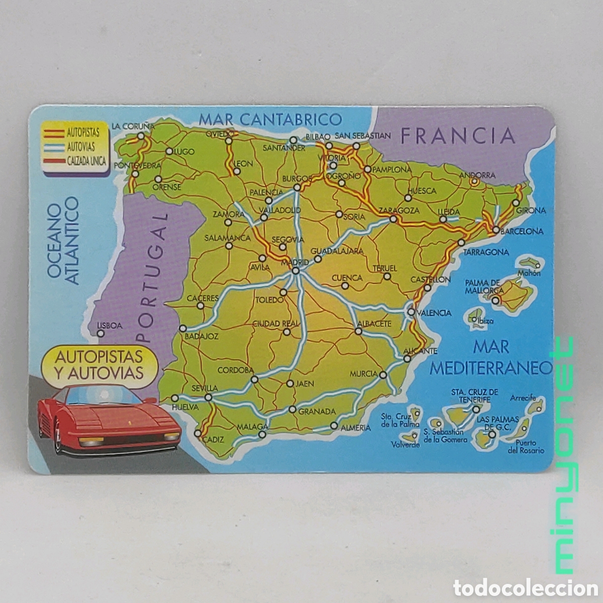 Coleccionismo calendarios: Calendario de serie WCB 523 - mapa autopistas Espa&ntilde;a - Ferrari