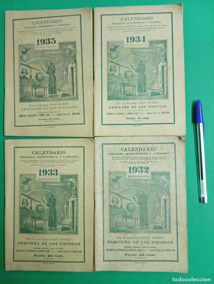 Colecionismo Calend&aacute;rios: Lote de 4 antiguos Calendarios de Fray RAMON, Ermita&ntilde;o de los Pirineos. A&ntilde;os 1932-33-34-35.