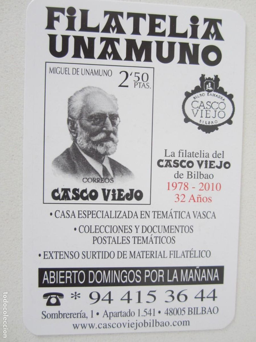 Coleccionismo Calendarios: Calendario Unamuno Bilbao 2010