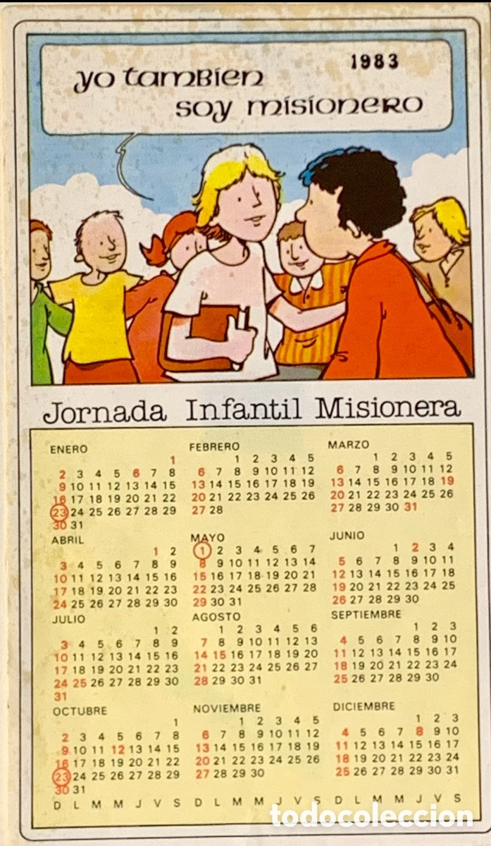 Coleccionismo calendarios: Pegatina y Calendario. Jornada Infantil Misionera.