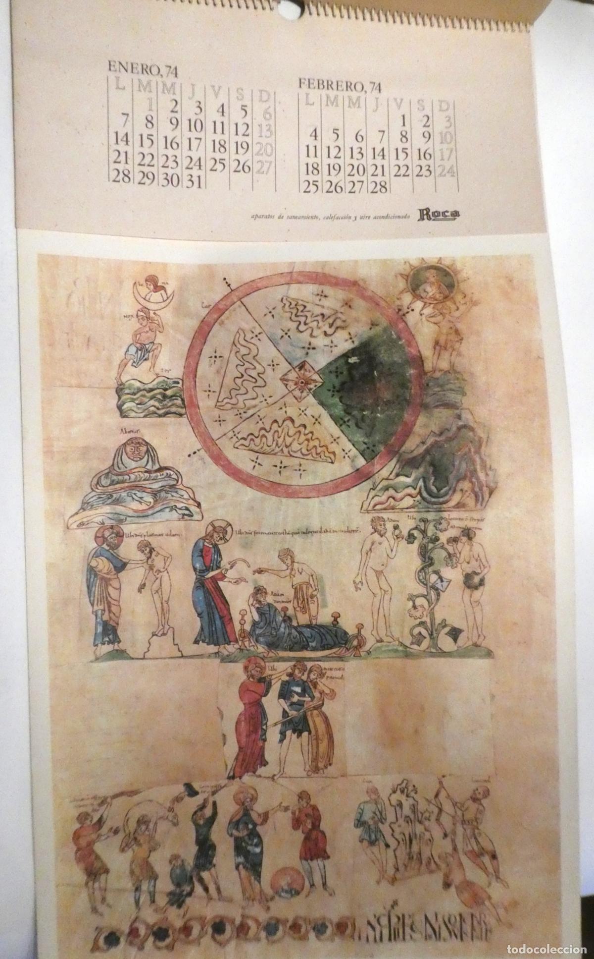 Coleccionismo Calendarios: CALENDARIO ROCA 1974 BIBLIA DE SANT PERE DE RODA 6 L&Aacute;MINAS DE GRAN TAMA&Ntilde;O