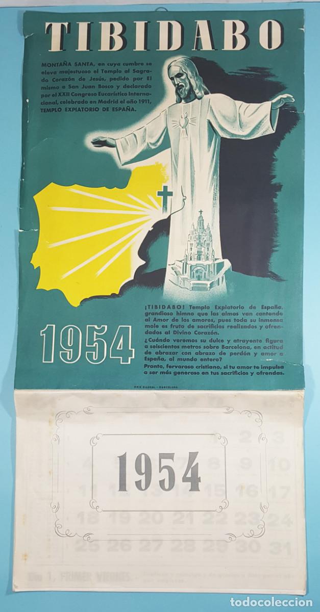 Coleccionismo Calendarios: CALENDARIO DE PARED TIBIDABO 1954 COMPLETO 62 X 30 CM, SEIX BARRAL, BARCELONA, ALMANAQUE