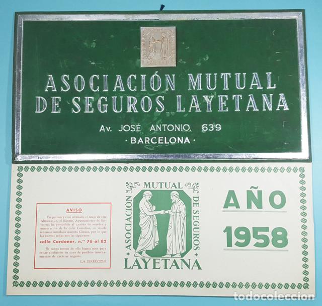 Coleccionismo Calendarios: CALENDARIO DE PARED ASOCIACI&Oacute;N MUTUAL DE SEGUROS LAYETANA BARCELONA 1958 1959 y 1960, ALMANAQUE
