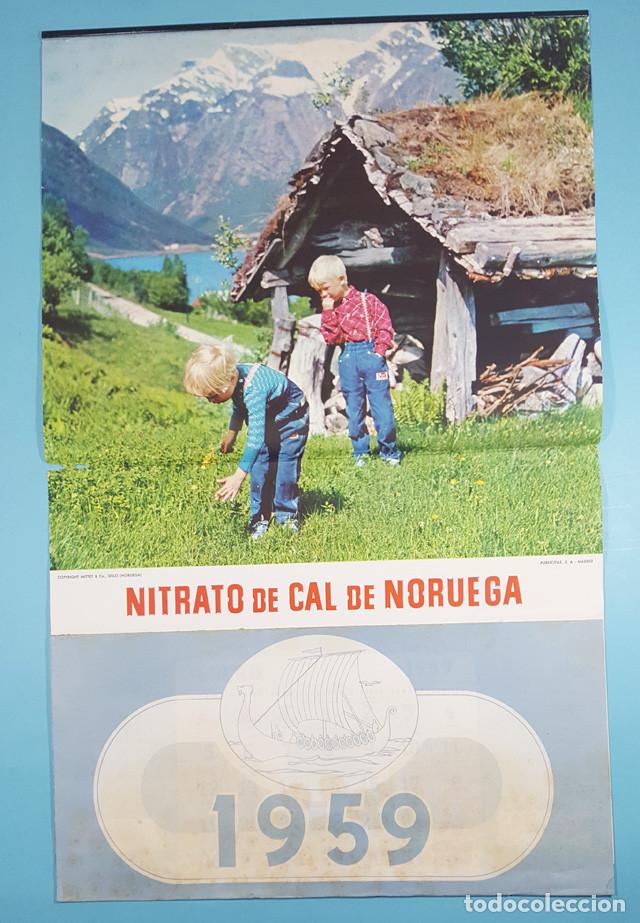 Coleccionismo Calendarios: CALENDARIO DE PARED NITRATO DE CAL DE NORUEGA 1959 56 X 35 CM, ALMANAQUE