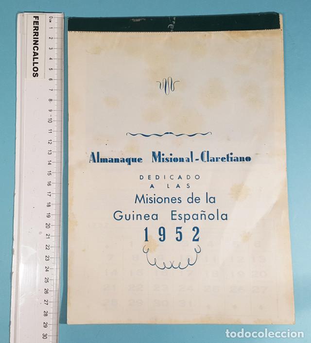Coleccionismo Calendarios: CALENDARIO PARED ALMANAQUE MISIONAL CLARETIANO DEDICADO A LAS MISIONES GUINEA ESPA&Ntilde;OLA 1952 29 X 20
