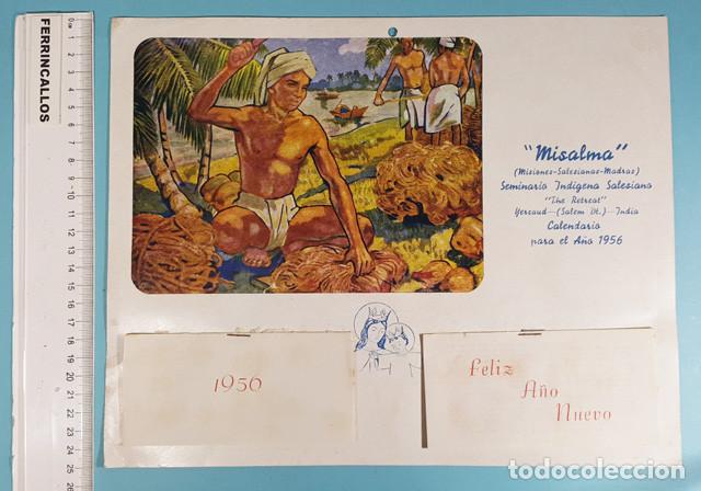 Coleccionismo Calendarios: CALENDARIO PARED MISALMA MISIONES SALESIANAS MADR&Aacute;S (INDIA) SEMINARIO IND&Iacute;GENA 1956 ALMANAQUE