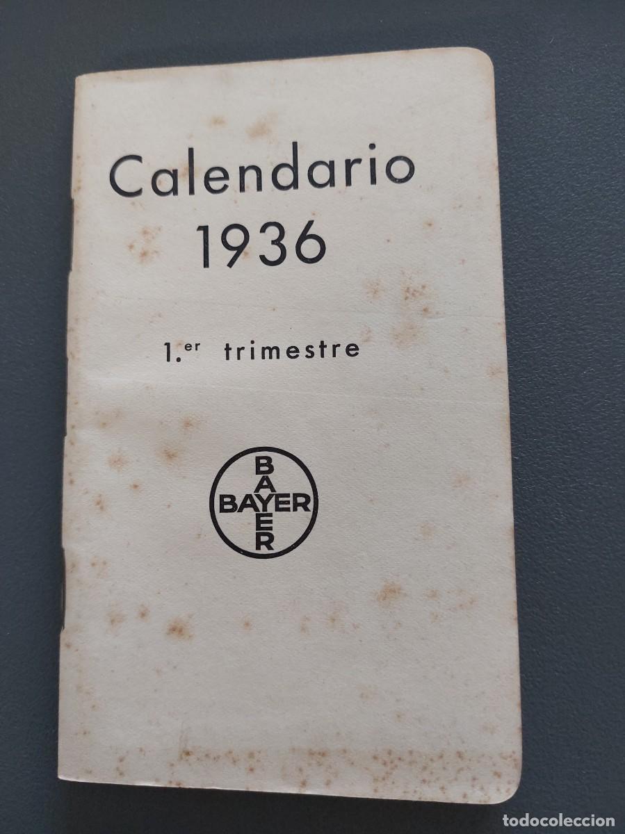 Coleccionismo Calendarios: Calendario Bayer - primer trimestre - 1936