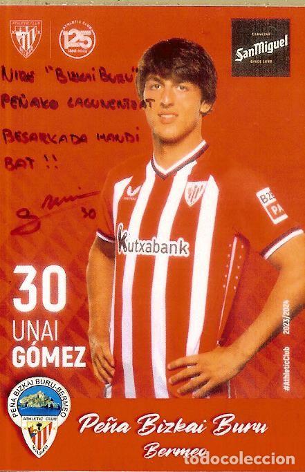 Coleccionismo calendarios: CALENDARIO DE PUBLICIDAD F&Uacute;TBOL - 2024 - PE&Ntilde;A BIZKAI BURU ATHLETIC CLUB BILBAO BERMEO - UNAI G&Oacute;MEZ