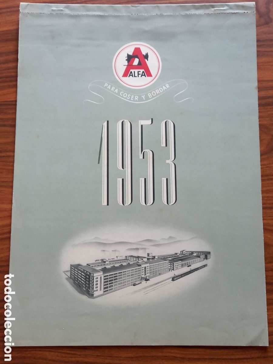 Coleccionismo Calendarios: ALFA. M&aacute;quinas de coser. Calendario pared 1953