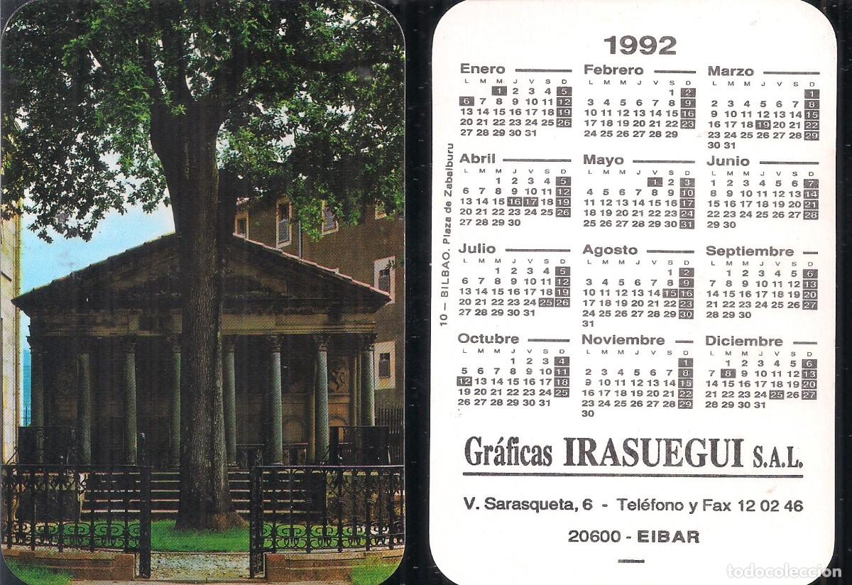 Coleccionismo calendarios: CALENDARIO DE BOLSILLO 1992. GRAFICAS IRASUEGUI. EIBAR. 4- GUERNICA (VIZCAYA). ARBOL SIMBOLICO