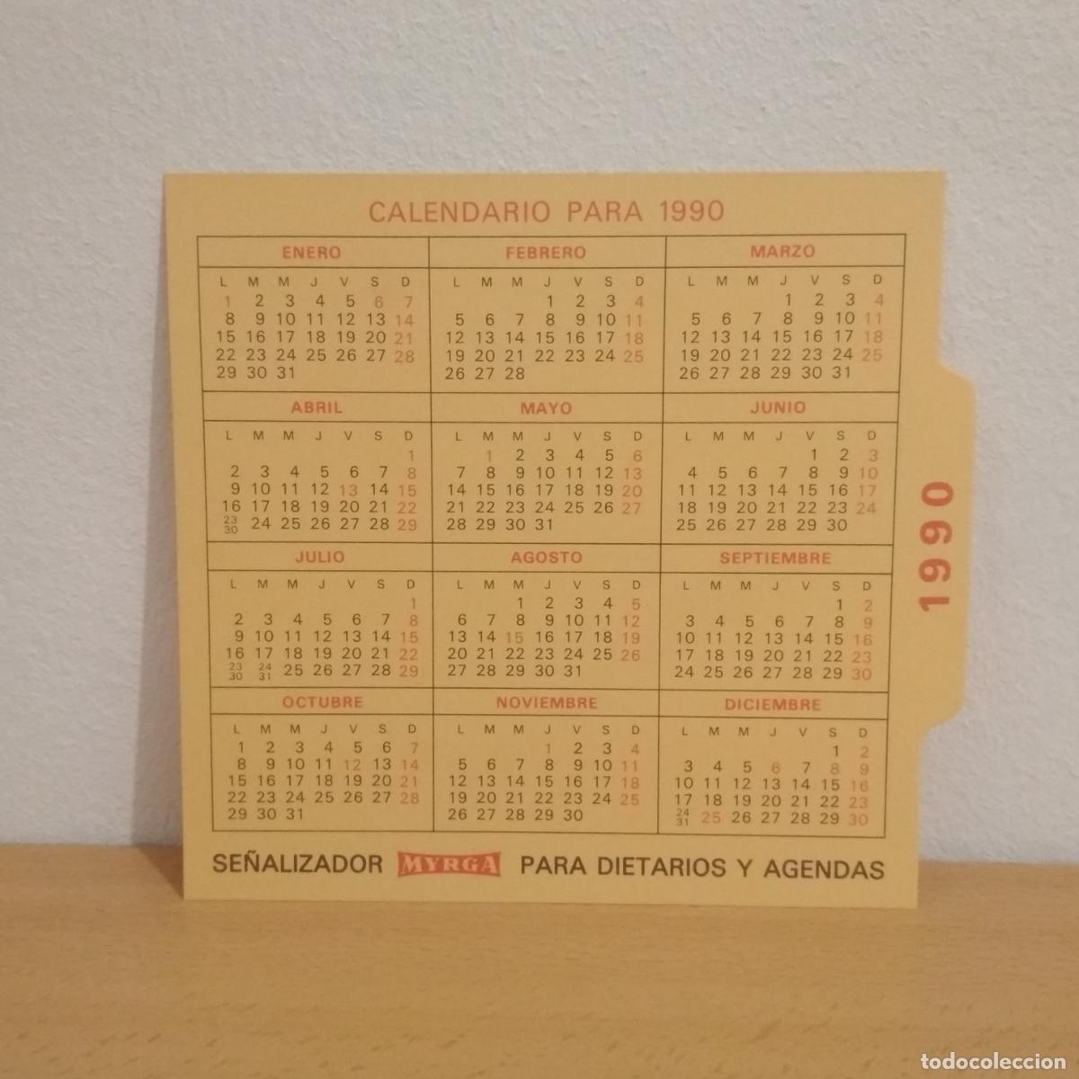 Coleccionismo Calendarios: Calendario se&ntilde;alizador MYRGA para dietarios y agendas. A&ntilde;o 1990.