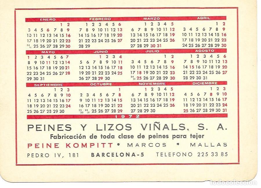 Coleccionismo calendarios: Peque&ntilde;a tarjeta calendario para 1972 de empresa Peines y Lizos Vi&ntilde;als de Barcelona
