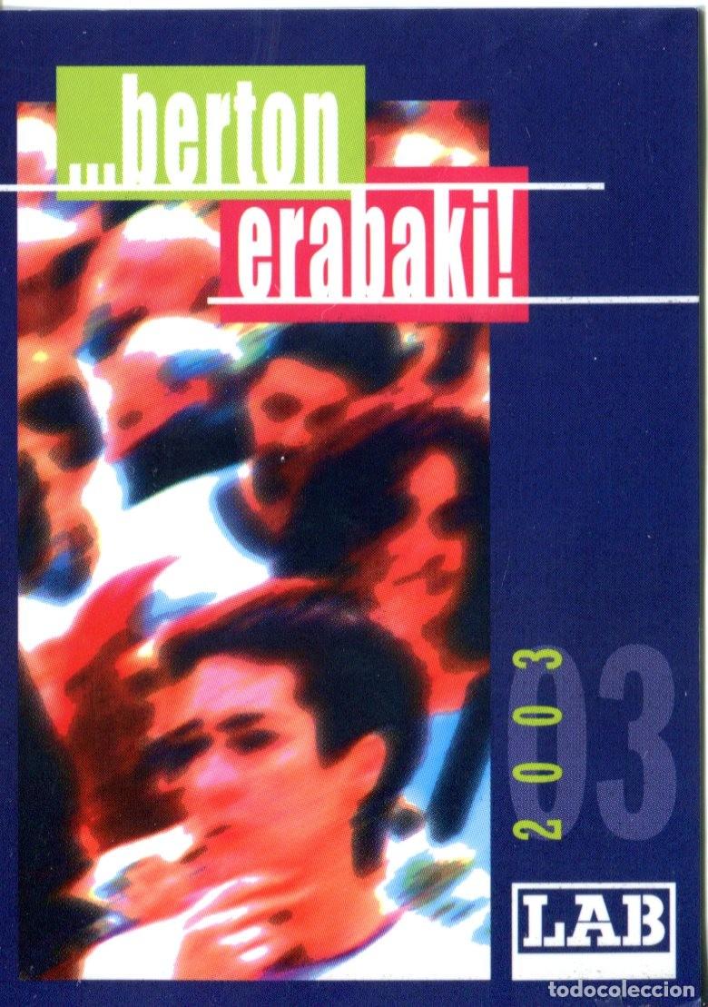 Collectionnisme Calendriers: CALENDARIO BOLSILLO POLITICO SINDICAL. VASCO (LAB) 2003