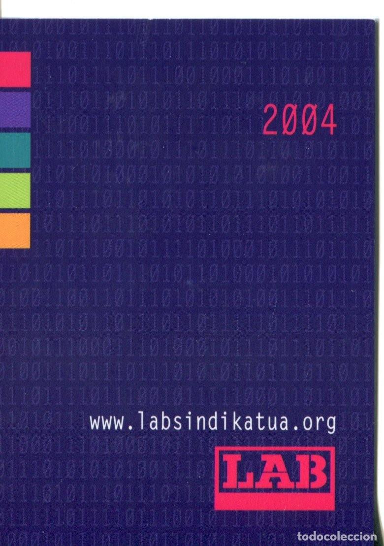 Colecionismo Calend&aacute;rios: CALENDARIO BOLSILLO POLITICO SINDICAL. VASCO (LAB) 2004