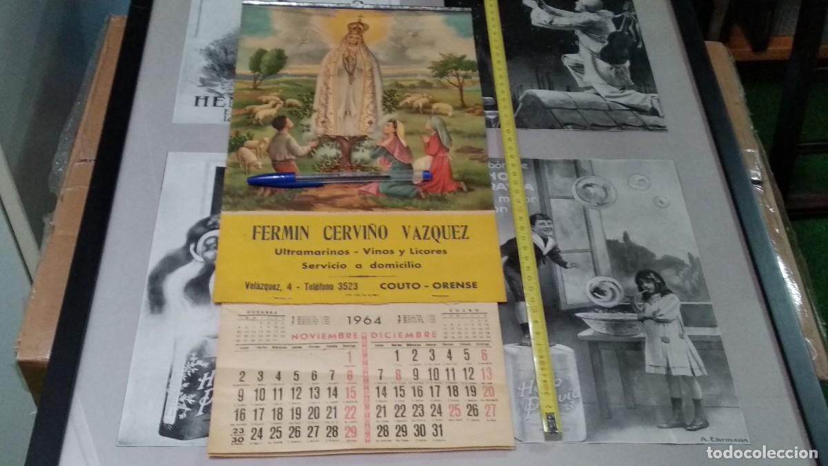 Coleccionismo Calendarios: CALENDARIO LAMINA BELLA IMAGEN DE NUESTRA SRA. DE FATIMA 1964 - FERMIN CERVI&Ntilde;O VAZQUEZ -ULTRAMARINOS