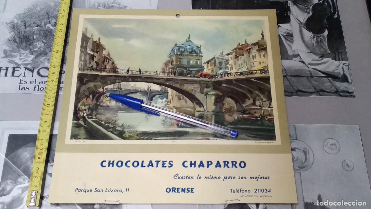 Collectables Calendars: CALENDARIO de pared DE LOS 60 CHOCOLATES CHAPARRO / ORENSE - LAMINA CON BELLA IMAGEN DE PARIS