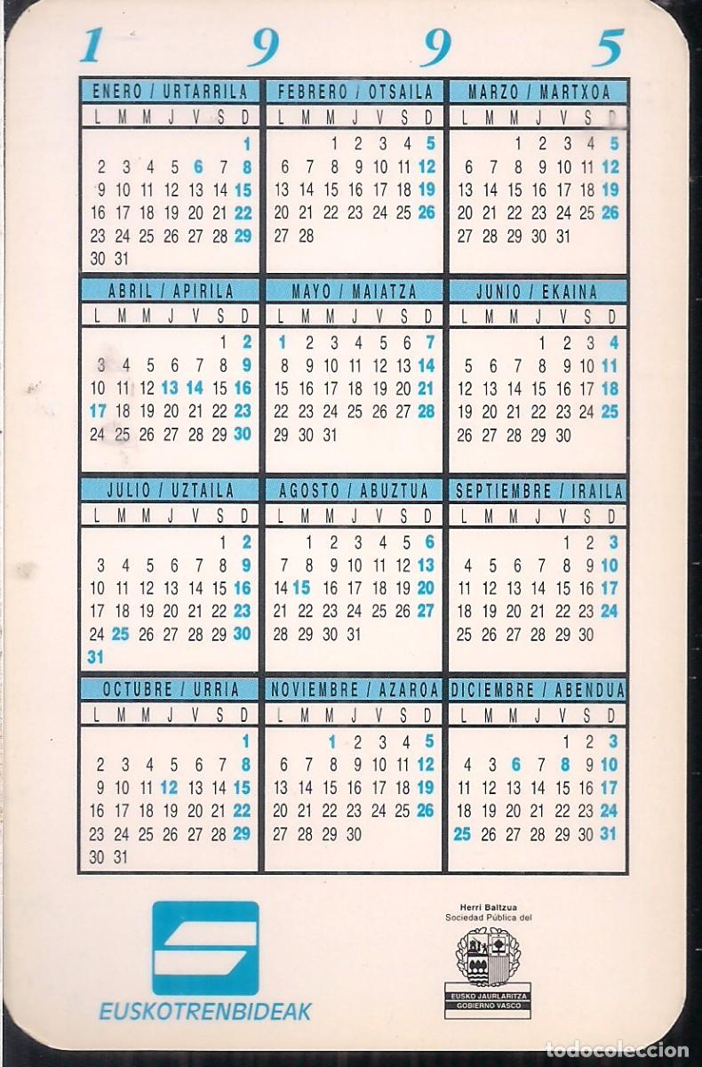 Coleccionismo calendarios: CALENDARIO BOLSILLO 1995 EUSKOTRENBIDEAK - Foto 2