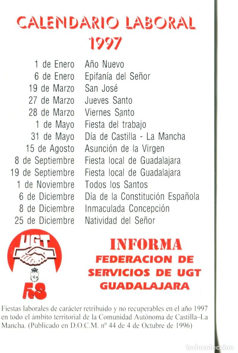 Collectionnisme Calendriers: CALENDARIO POL&Iacute;TICO. SINDICATO. UGT Federacion Servicios Guadalajara A&Ntilde;O 1997