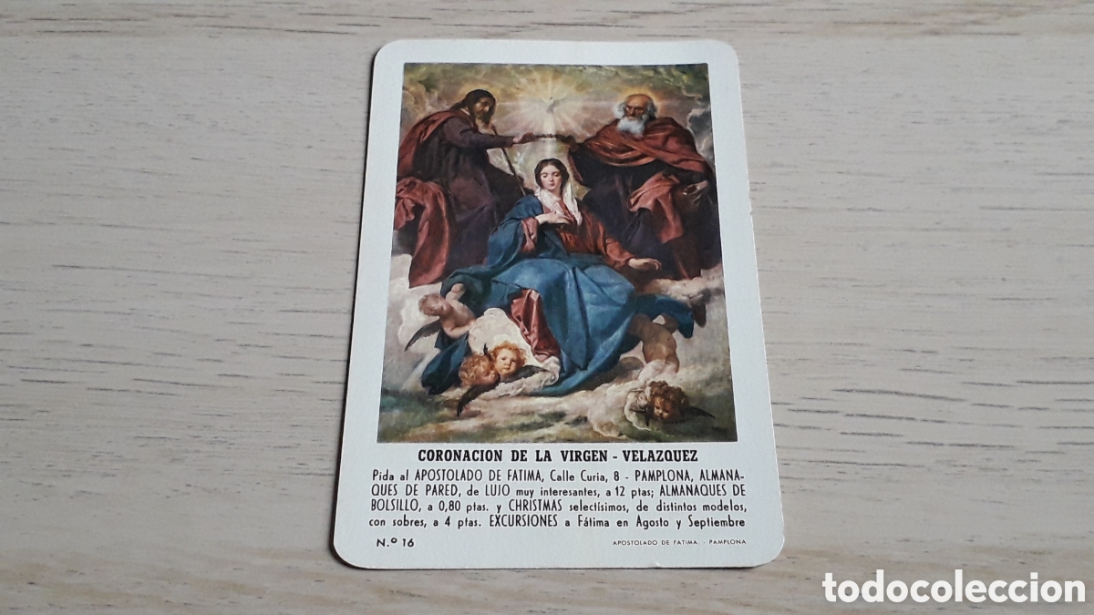 Coleccionismo Calendarios: Calendario de bolsillo Coronaci&oacute;n de la Virgen, Vel&aacute;zquez, Heraclio Fournier, a&ntilde;o 1967.