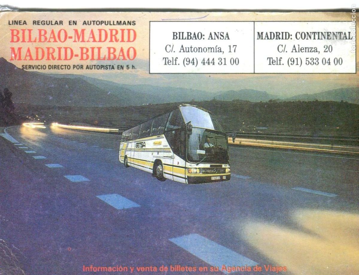 Coleccionismo calendarios: CALENDARIO 1991- TRANSPORTE AUTOBUSES GETSA (LINEA BILBAO-MADRID)