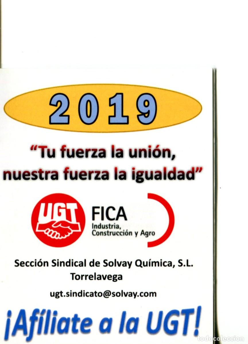Colecionismo Calend&aacute;rios: CALENDARIO POL&Iacute;TICO. SINDICATO. UGT. FITAG TORRELAVEGA CANTABRIA A&Ntilde;O 2019