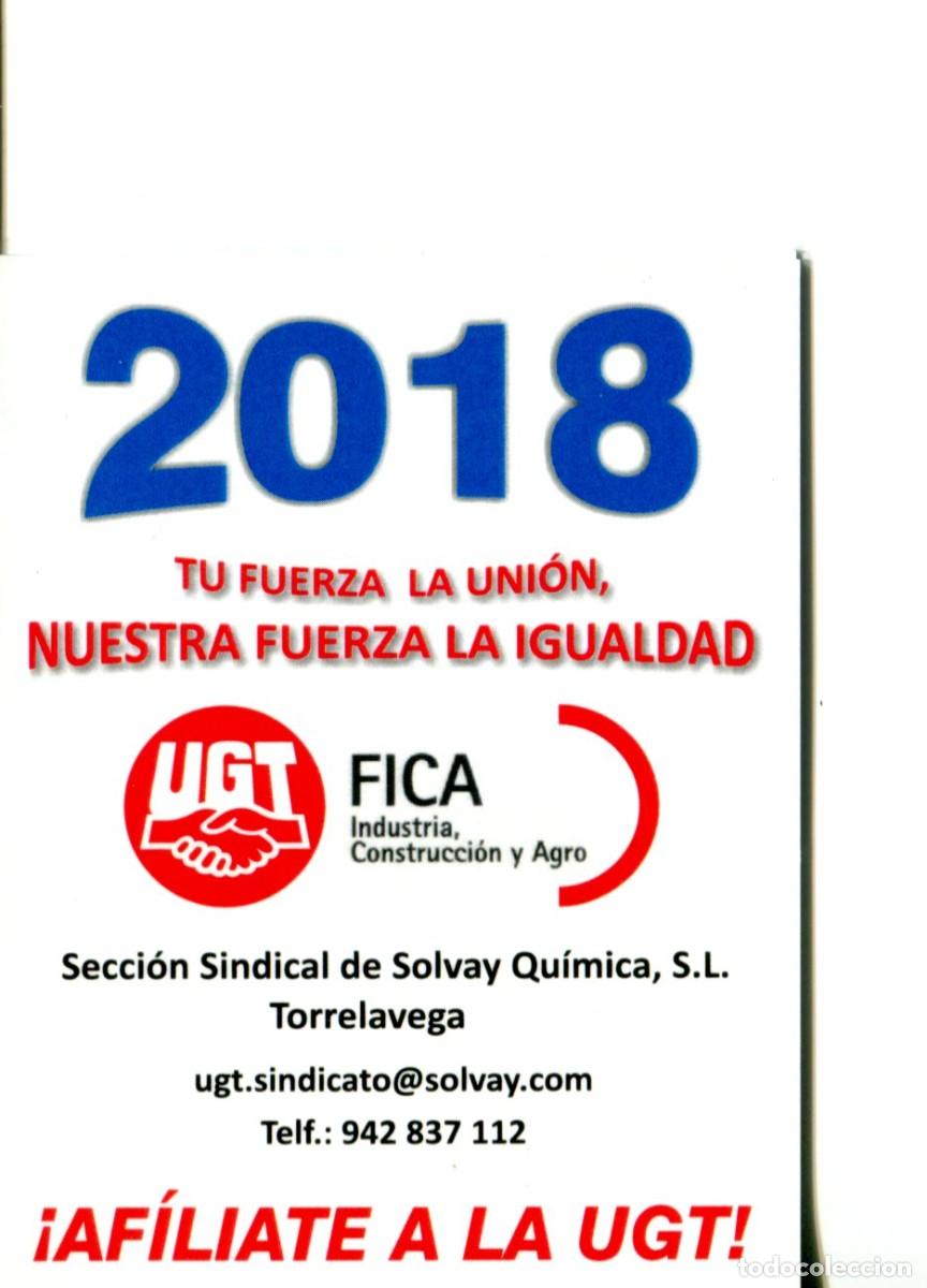Colecionismo Calend&aacute;rios: CALENDARIO POL&Iacute;TICO. SINDICATO. UGT. FITAG TORRELAVEGA CANTABRIA A&Ntilde;O 2018