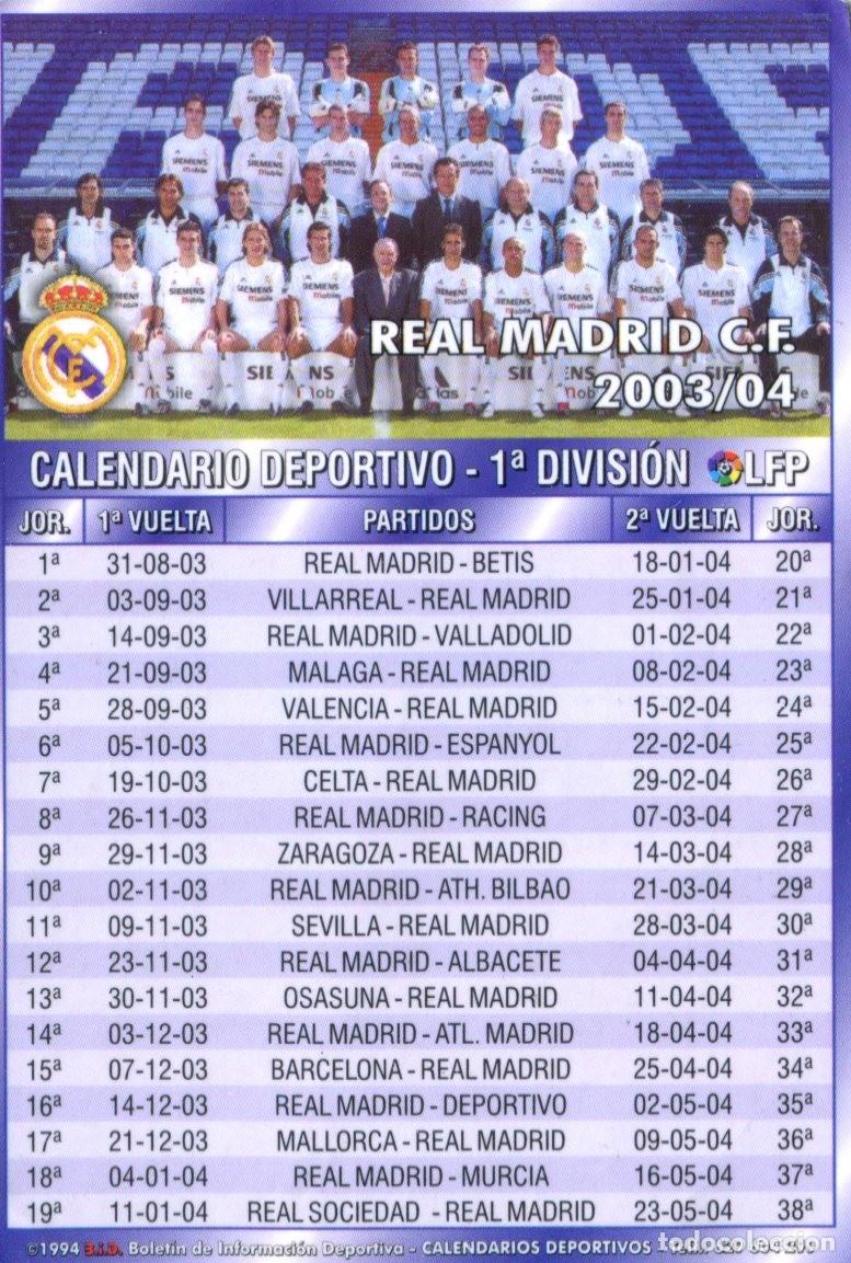 Coleccionismo calendarios: CALENDARIO DE FUTBOL. PLANTILLA DEL REAL MADRID TEMPORADA 2002 2003