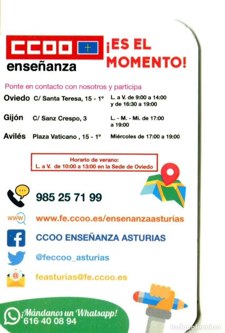 Coleccionismo calendarios: CALENDARIO SINDICATOS - POLITICOS. CCOO ENSE&Ntilde;ANZA ASTURIAS A&Ntilde;O 2018/2019