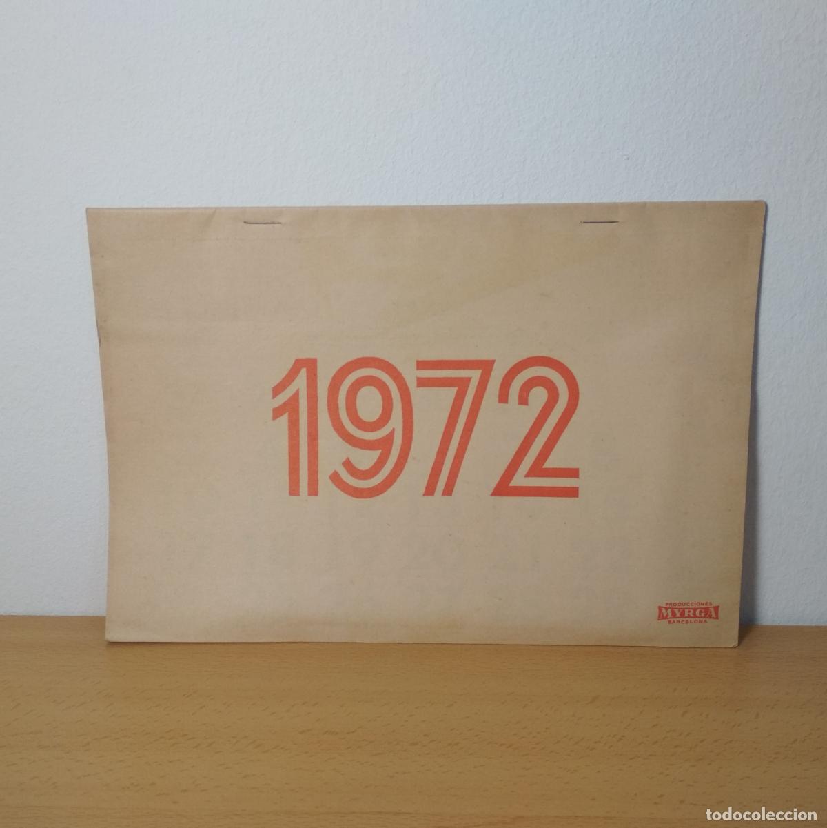 Coleccionismo Calendarios: Faldilla de calendario mensual de pared Producciones Myrga Barcelona. A&ntilde;o 1972. Sin uso.