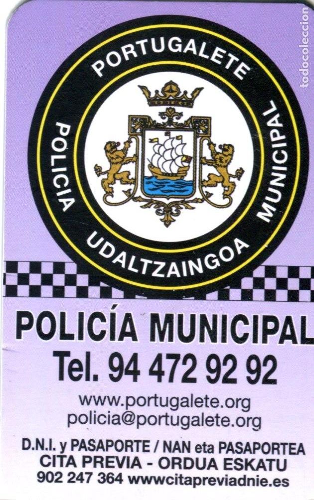 Coleccionismo calendarios: CALENDARIO BOLSILLO POLICIAL - MILITAR 2016 (POLICIA MUNICIPAL PORTUGALETE)