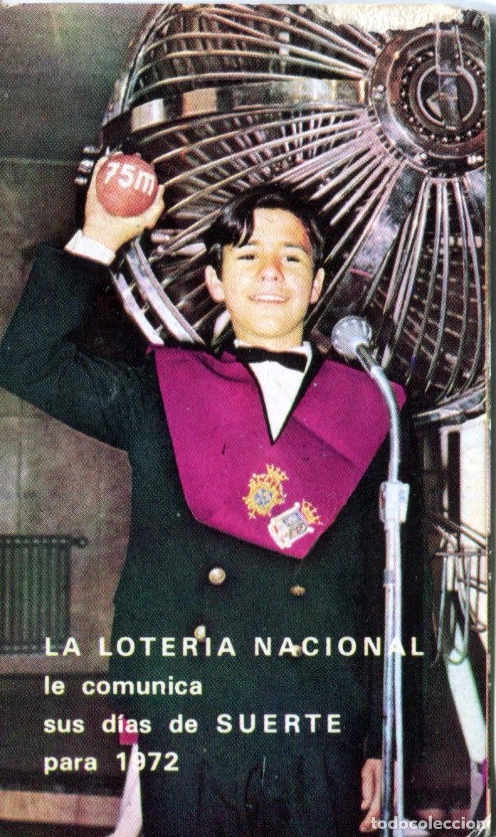 Coleccionismo calendarios: CALENDARIO PUBLICITARIO. LOTERIA NACIONAL A&Ntilde;O 1972. SORTEO. VER FOTO ADICIONAL
