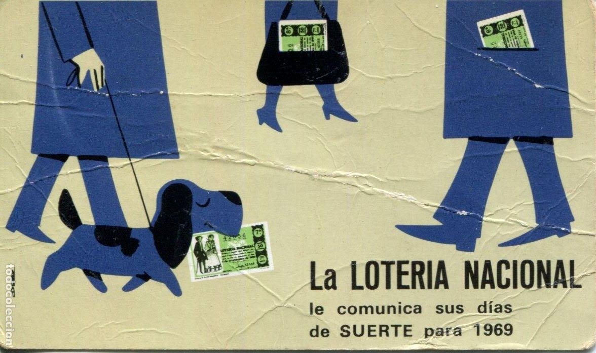 Coleccionismo calendarios: CALENDARIO DE LA LOTER&Iacute;A NACIONAL SUS D&Iacute;AS DE SUERTE A&Ntilde;O 1969