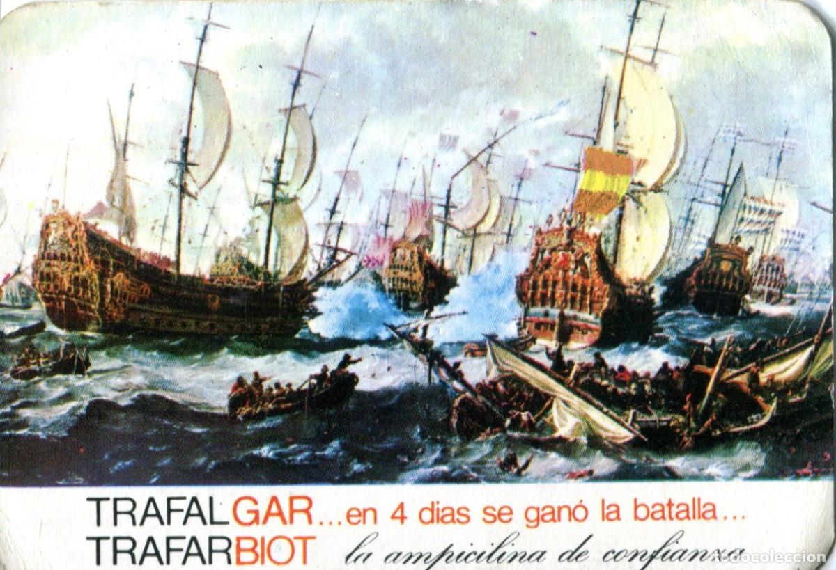 Collectables Calendars: CALENDARIO BOLSILLO A&Ntilde;O 1974 BARCOS - BATALLA TRAFALGAR - PUBLICIDAD MEDICAMENTO - VER FOTO REVERSO