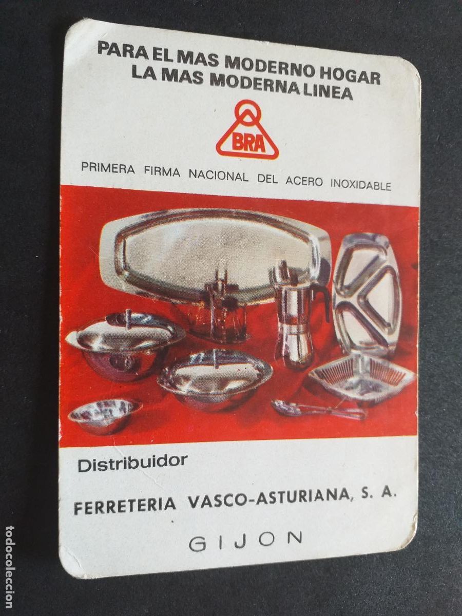 Coleccionismo calendarios: GIJON-V48-C6-PUBLICIDAD 1970-BRA-FERRETERIA VASCO-ASTURIANA