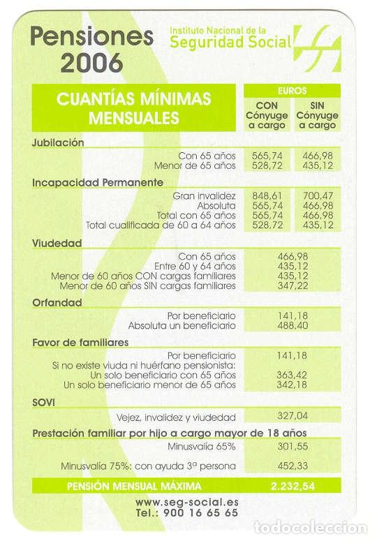 Coleccionismo calendarios: CALENDARIO FOURNIER (NO LO PONE). INSTITUTO NACIONAL DE SEGURIDAD SOCIAL. PENSIONES 2006. A&Ntilde;O 2006