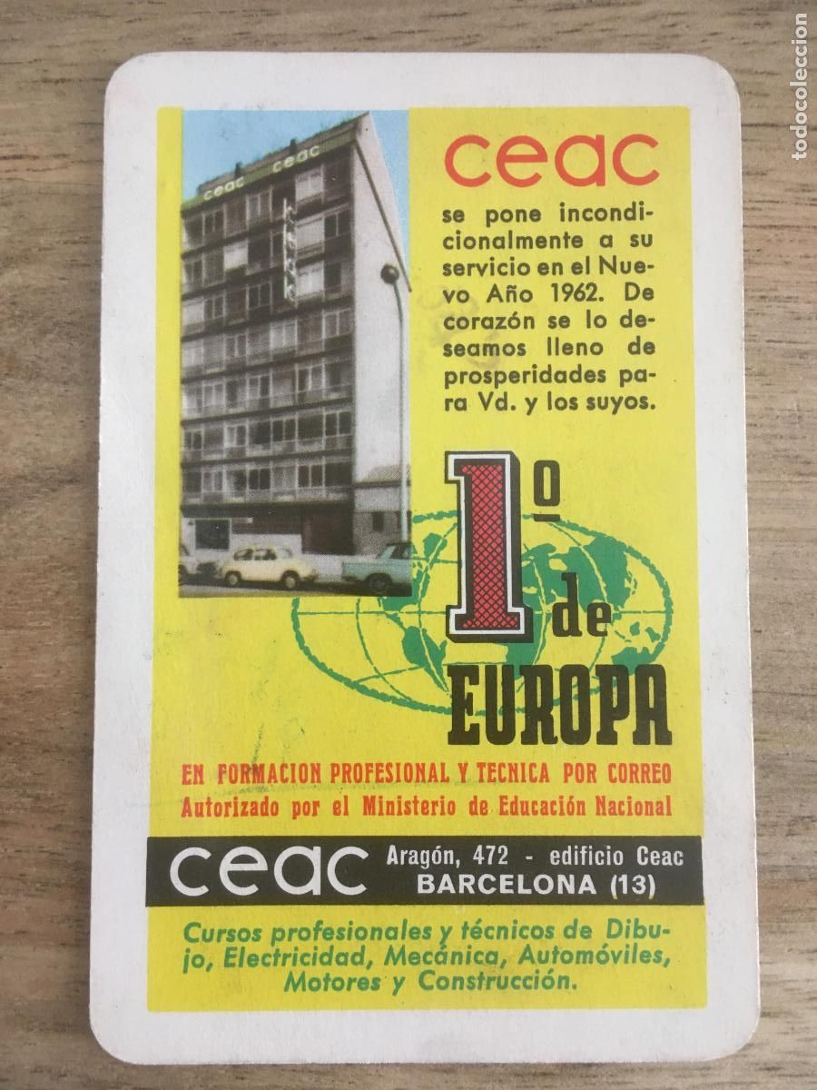 Coleccionismo Calendarios: fournier ceac 1962 calendario original antiguo