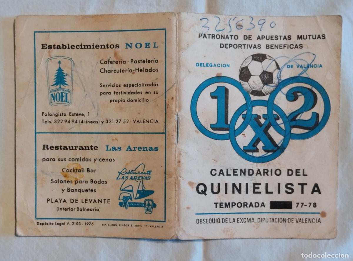 Colecionismo Calend&aacute;rios: CALENDARIO DEL QUINIELISTA 1977-78