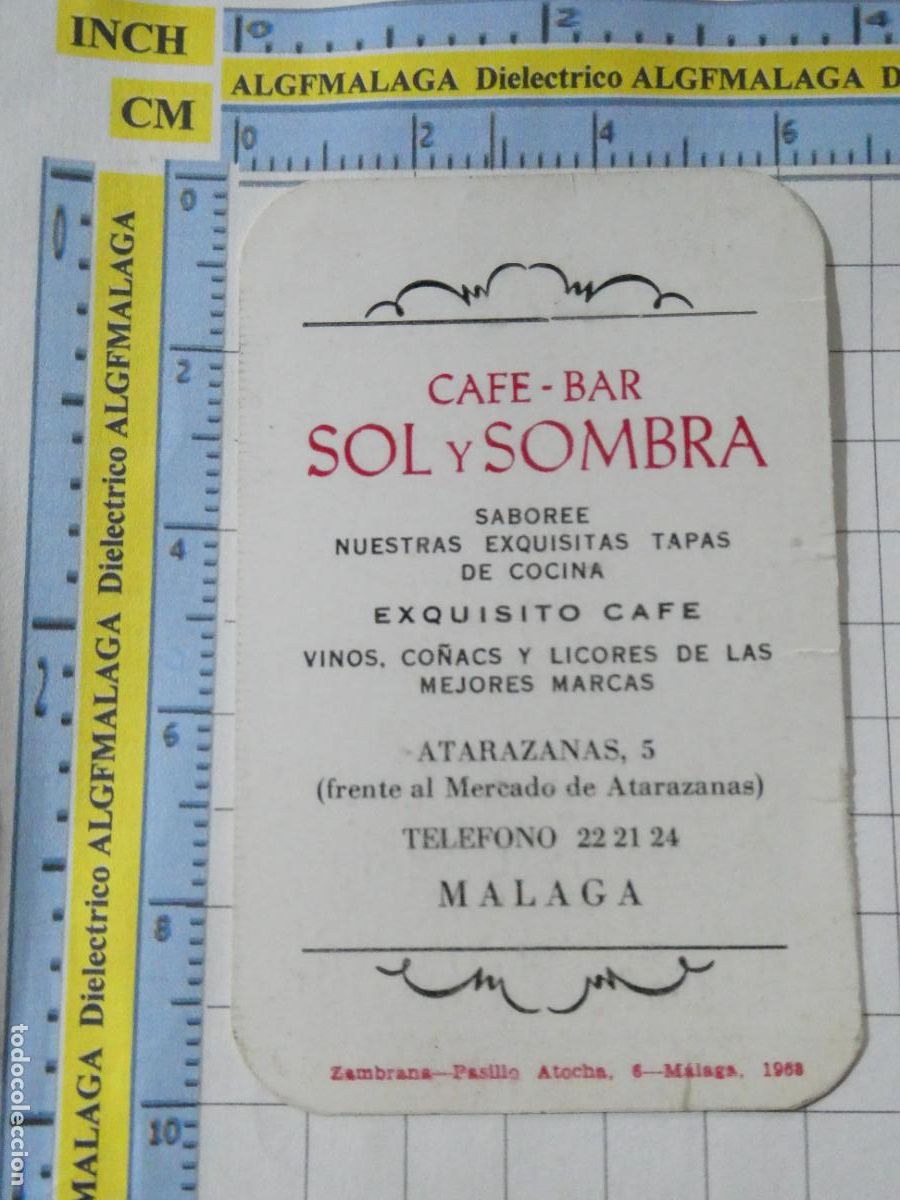 Sammeln von Kalendern: CALENDARIO DE BOLSILLO. A&Ntilde;O 1969. M&Aacute;LAGA CAF&Eacute; SOL Y SOMBRA CALLE ATARAZANAS. 370