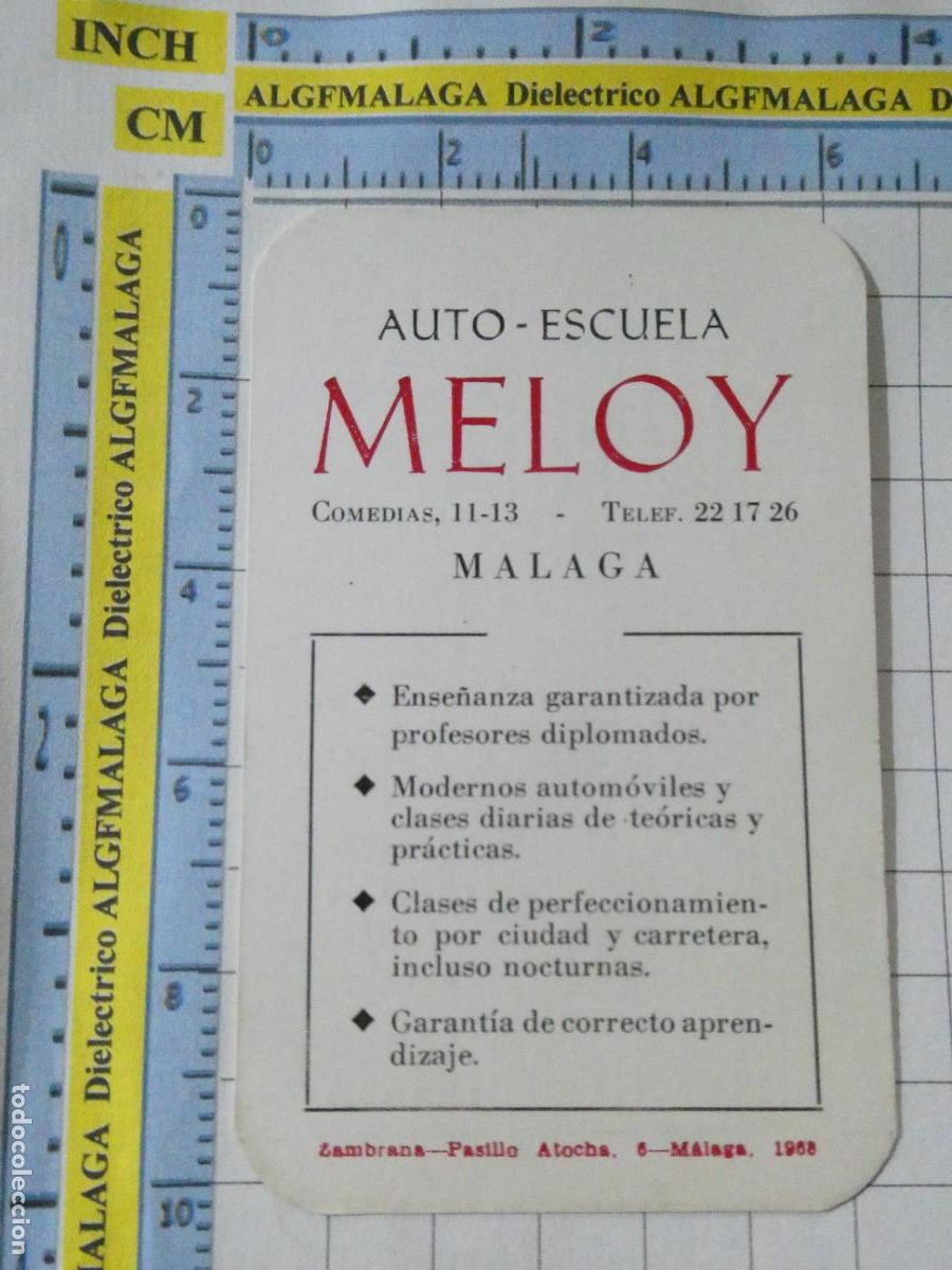 Collectables Calendars: CALENDARIO DE BOLSILLO. A&Ntilde;O 1969. M&Aacute;LAGA PUBLICIDAD AUTO ESCUELA MELOY. 372