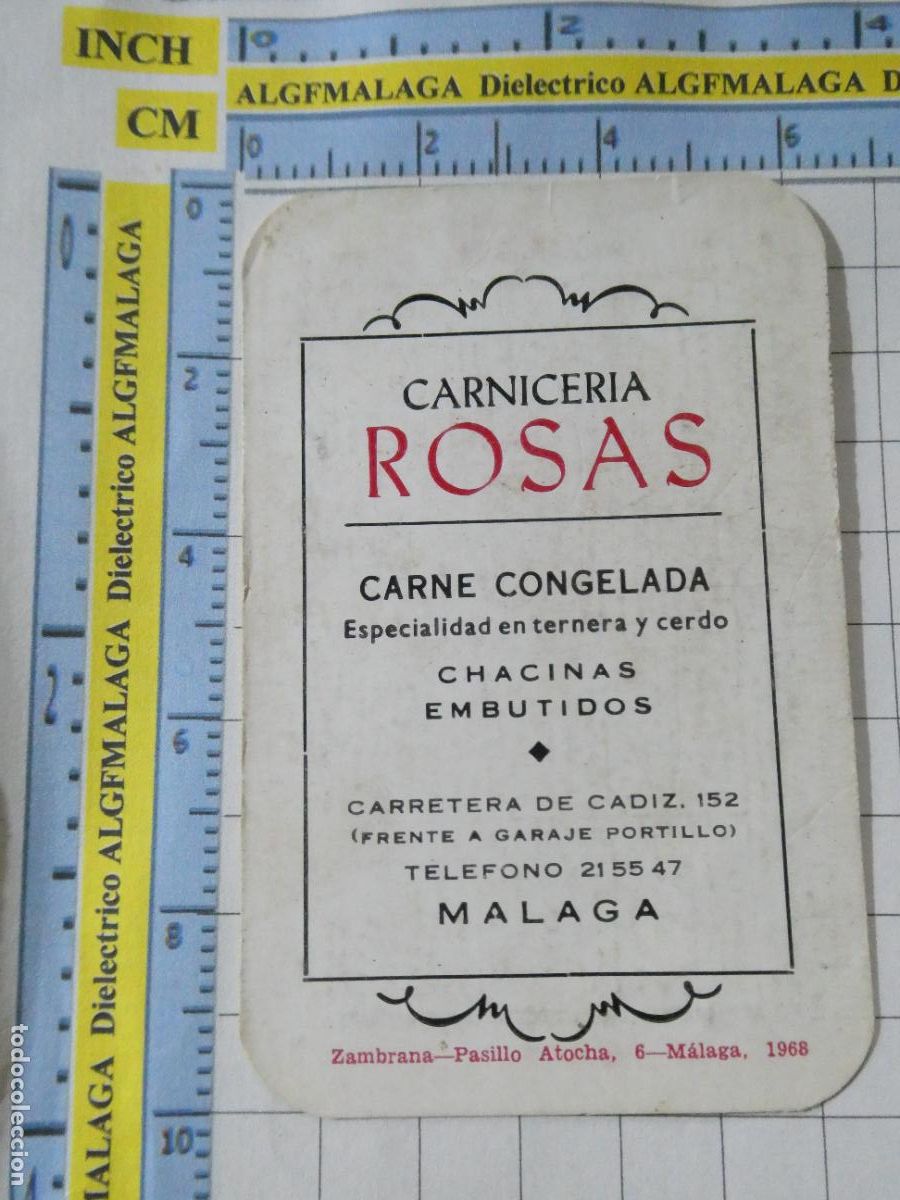 Collezionismo Calendari: CALENDARIO DE BOLSILLO. A&Ntilde;O 1969. M&Aacute;LAGA PUBLICIDAD CARNICER&Iacute;A ROSAS CARRETERA C&Aacute;DIZ. 375